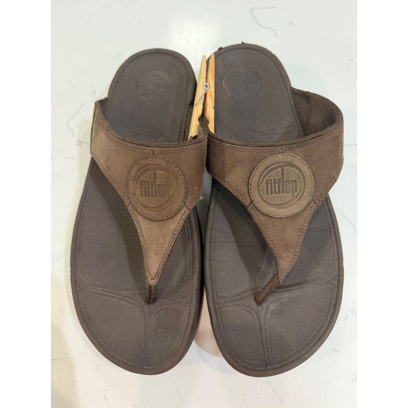 Fitflop Shoes - FitFlop Walkstar Brown Leather Microwobbleboard Thong Sandals Womens 9 211-030